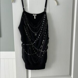 Chic Black Beaded Women's Top